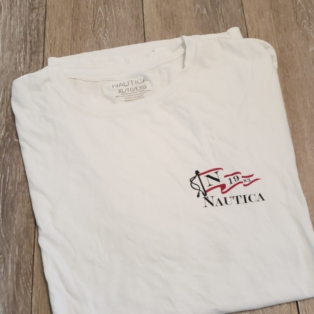 Mens white Nautica tshirt‎ 1983 xlarge